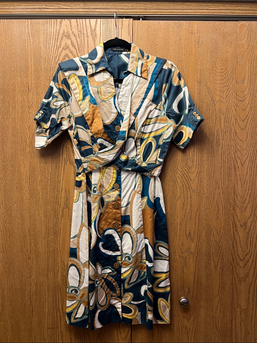 The Limited Teal, Mustard & Cream Abstract Shirt Dress